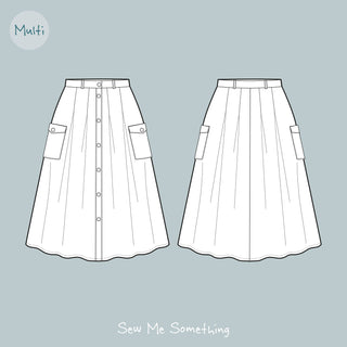Desdemona Skirt Sewing Pattern - Front and back aspect