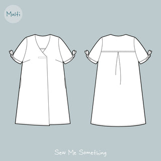 Emelia Dress Sewing Pattern showing front and back
