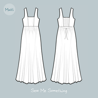 Lavinia Dress Pattern - Diagram showing front and back (version 2)