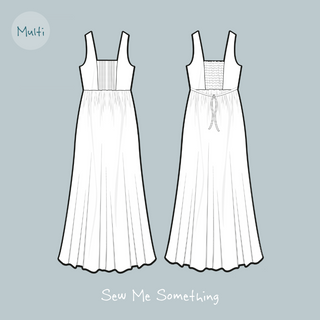 Lavinia Dress Pattern - Diagram showing front and back (version 1)