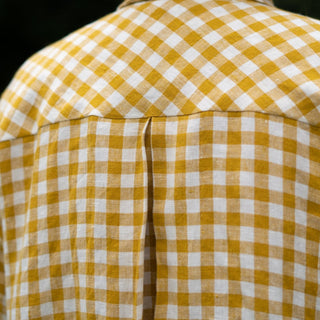 Back yoke on the Eleanor Shirt Sewing Pattern In Picnic Check Olive Linen